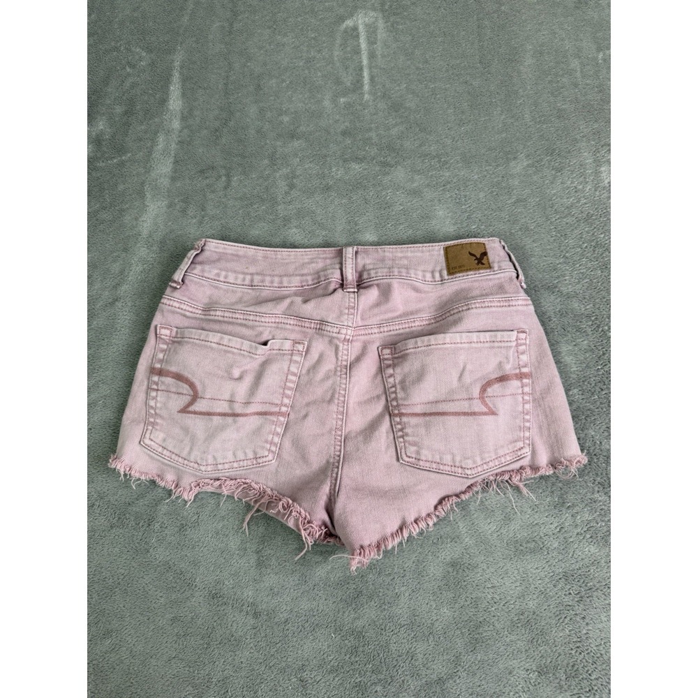 Vintage Y2K American Eagle Micro Mini Denim Shorts Women's Size 2 Pink - Picture 2 of 9